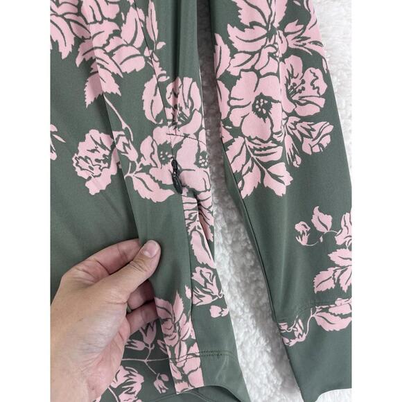 Title Nine Swim Shirt Womens XS Floral Green Pink Long Sleeve Rash Guard Zip - Picture 5 of 8